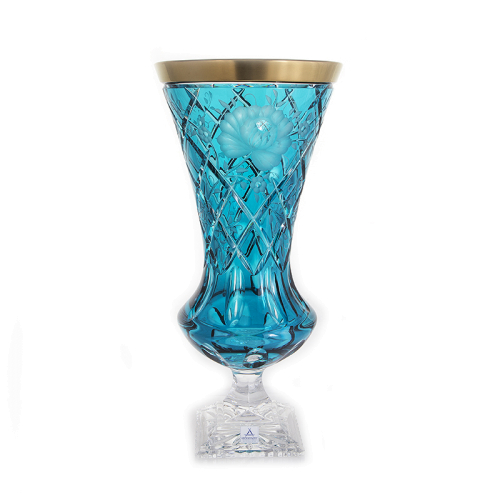 Ваза для цветов 42 см "Gold Rosed/azure" Arnstadt Kristall (Арнштадт) Германия