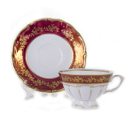 Чайный сервиз на 6 перс. 15 пред. "Барокко Красный" Bavarian Porcelain (Бавария) Германия