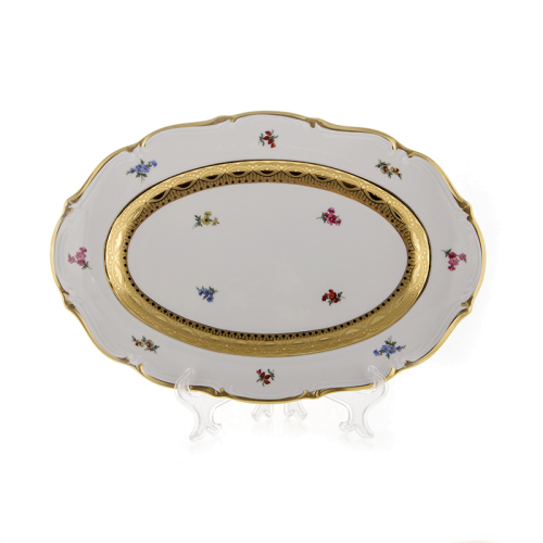 Блюдо овальное 33 см "Блюмен Лента Золотая" Bavarian Porcelain (Бавария) Германия Блюдо овальное 33 см "Блюмен Лента Золотая" Bavarian Porcelain (Бавария) Германия