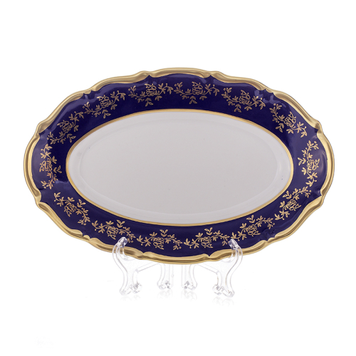 Блюдо овальное 24 см "Борокко Кобальт 202" Bavarian Porcelain (Бавария) Германия