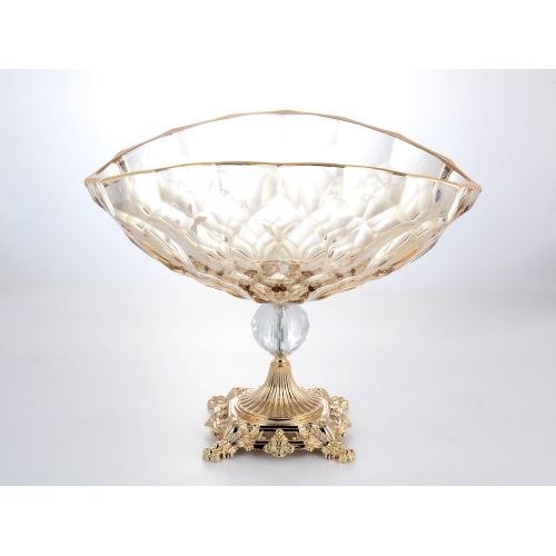 Фруктовница на ножке 40 см "Honey RG" Bohemia Gold Crystal (Богемия) Чехия 