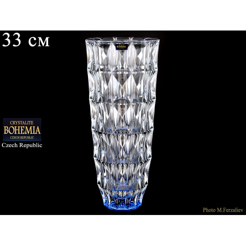 Ваза для цветов 33 см (синяя) "DIAMOND" Crystalite Bohemia (Кристалайт Богемия) Чехия Ваза для цветов 33 см (синяя) "DIAMOND" Crystalite Bohemia (Кристалайт Богемия) Чехия