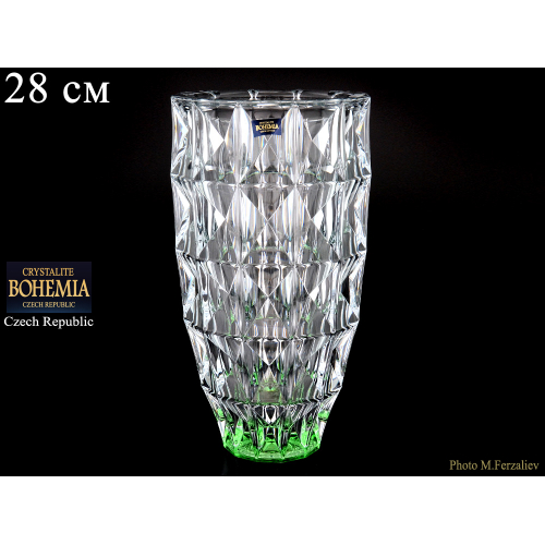 Ваза для цветов 28 см (зеленая) "DIAMOND" Crystalite Bohemia (Кристалайт Богемия) Чехия Ваза для цветов 28 см (зеленая) "DIAMOND" Crystalite Bohemia (Кристалайт Богемия) Чехия