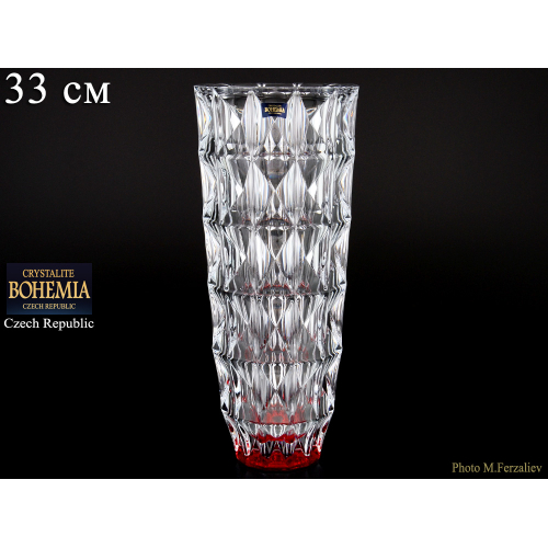 Ваза для цветов 33 см (красная) "DIAMOND" Crystalite Bohemia (Кристалайт Богемия) Чехия Ваза для цветов 33 см (красная) "DIAMOND" Crystalite Bohemia (Кристалайт Богемия) Чехия