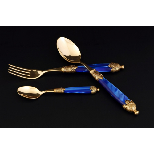 Набор столовых приборов на 6 перс. 18 пред. "Siena Antique Gold /Blue Gold" Domus (Домус) Италия Набор столовых приборов на 6 перс. 18 пред. "Siena Antique Gold /Blue Gold" Domus (Домус) Италия