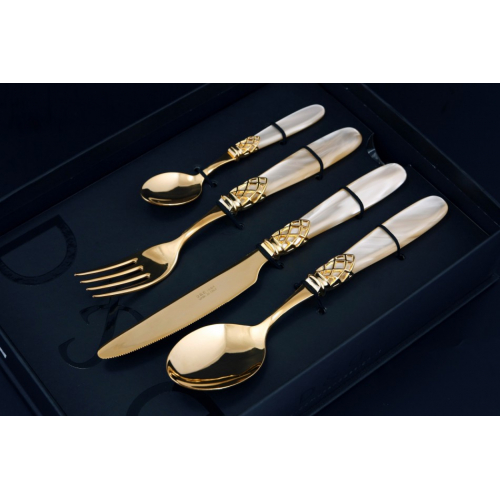 Набор столовых приборов на 6 перс. 24 пред. "France Gold Gold /Champagne Pearl" Domus (Домус) Италия