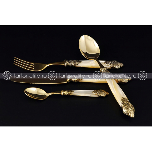 Набор столовых приборов на 6 перс. 24 пред. "Versaille Antique Gold Champagne Gold" Domus (Домус) Италия