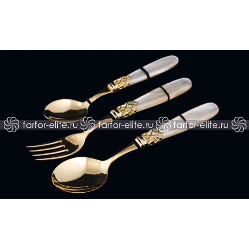 Набор столовых приборов на 6 перс. 18 пред. "France Gold Gold /Champagne Pearl" Domus (Домус) Италия Набор столовых приборов на 6 перс. 18 пред. "France Gold Gold /Champagne Pearl" Domus (Домус) Италия