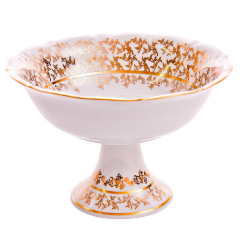 Ваза для фруктов на ножке 23 см "Лист белый" Bavarian Porcelain Германия