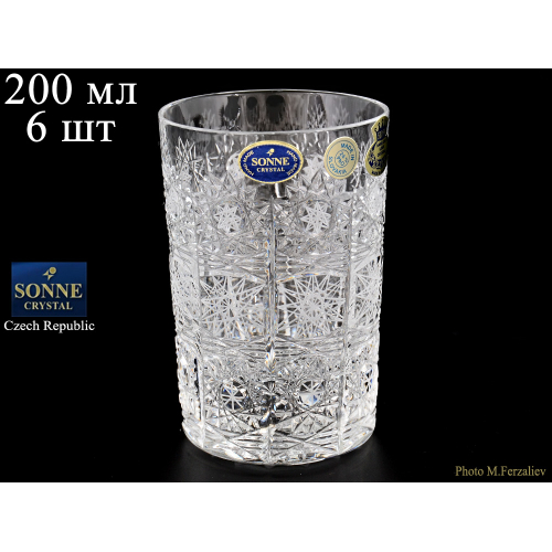 Набор стаканов 200 мл 6 шт "Хрусталь Снежинка" SONNE CRYSTAL (Сони кристал) Чехия