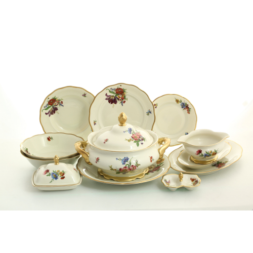 Столовый сервиз на 6 перс. 27 пред. "Мейсенский букет Слоновая кость" Sterne porcelan (Стерн Порселан) Чехия Столовый сервиз на 6 перс. 27 пред. "Мейсенский букет Слоновая кость" Sterne porcelan (Стерн Порселан) Чехия