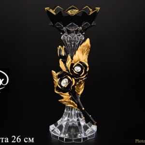 Подсвечник 25 см "Cevik Group Black" Цветы Черные