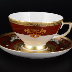 Набор чайных пар на 6 перс. 12 пред. " Alena 3D Bordeaux Gold Constanza" Falken Porsellan