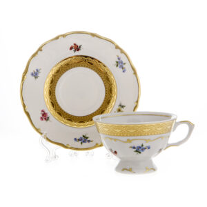 Набор для чая (200 мл) на 6 перс. 12 пред. "Блюмен Лента Золотая" Bavarian Porcelain (Бавария)